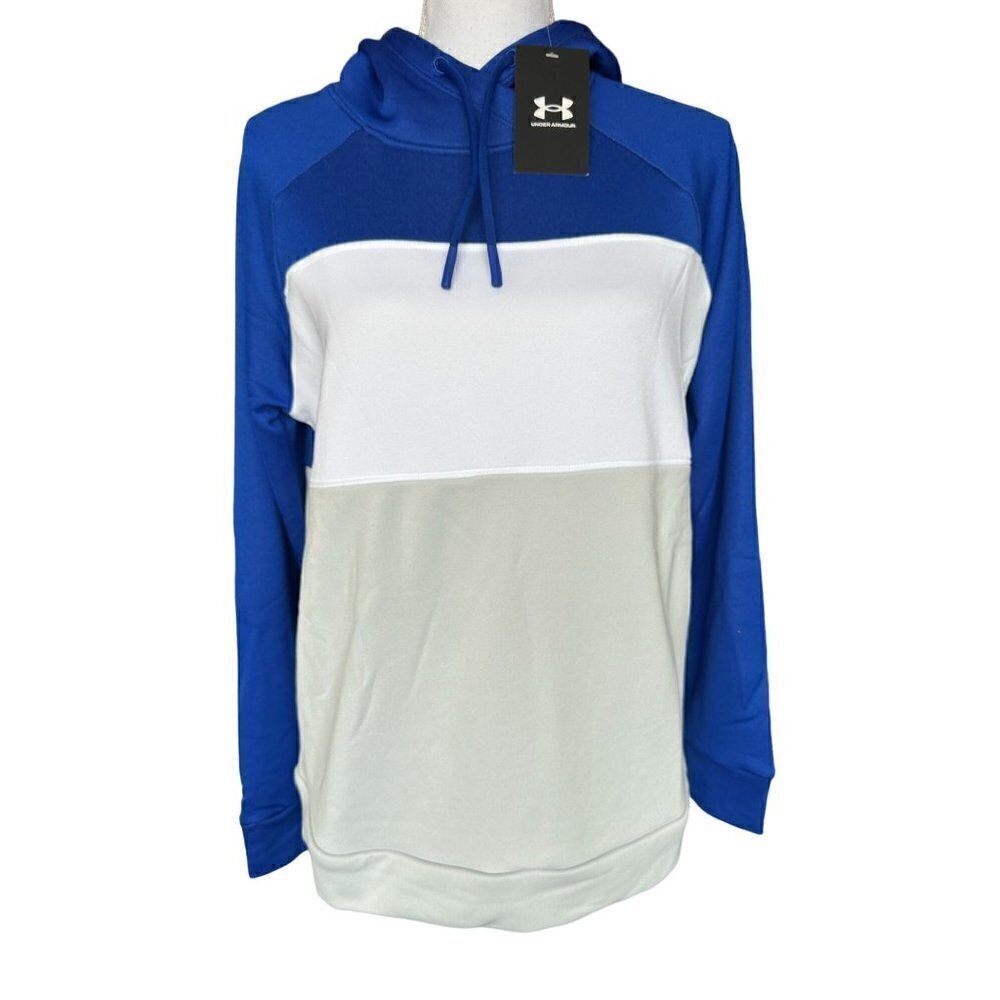 Under Armour Color Block Hoodie Women's Size Medium Blue White Gray New $70